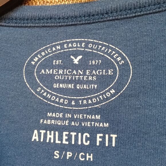 American Eagle Outfitters Teal Athletic Fit Cotton Shirt - Picture 2 of 4